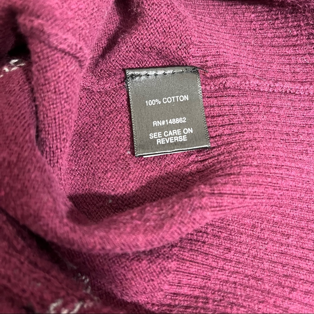 🎉 HP 🎉 Torrid Burgundy and Gray Cotton Heart Print Sweater, Size 1 - Picture 12 of 13